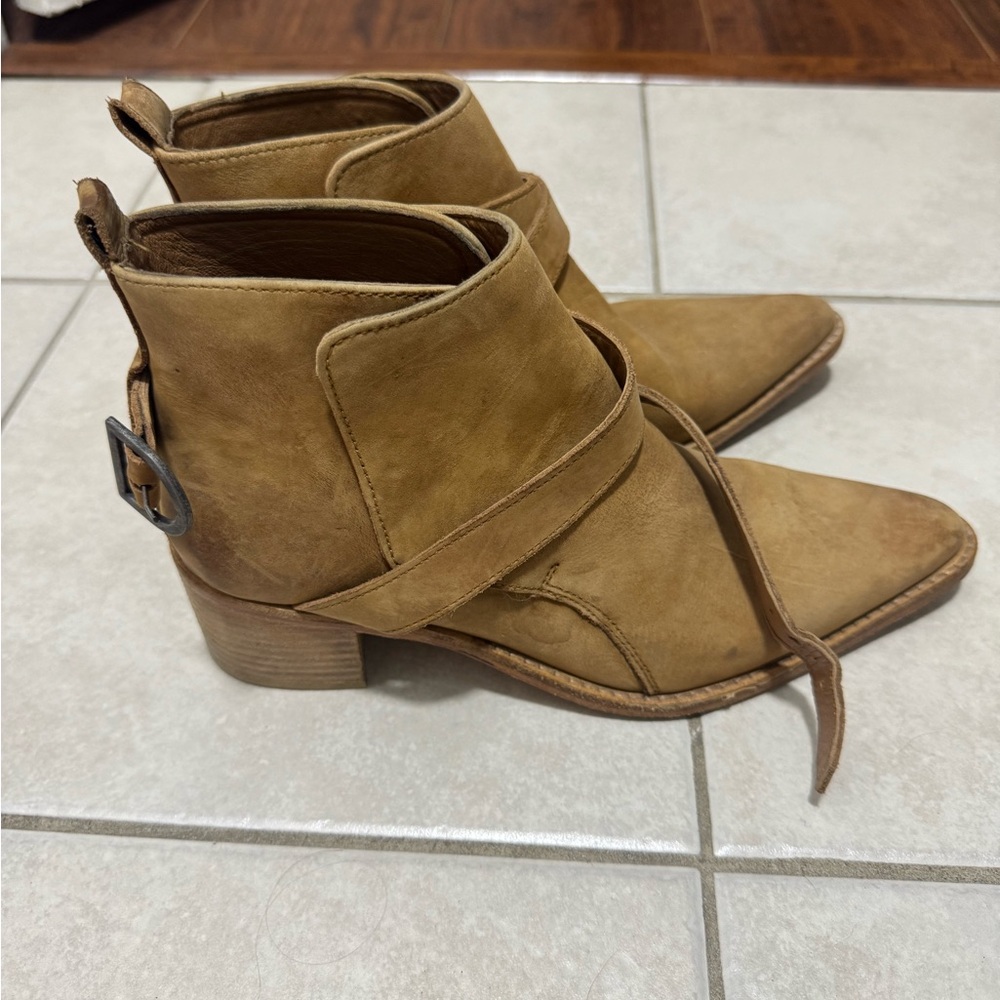 Tan Free People Back Loop Ankle Boot Size 38